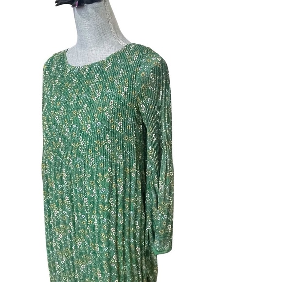 MAX STUDIO Women’s Sheath MIDI Dress~SMALL~3/4 Sleeve GREEN Floral Poly LINED - Picture 4 of 12